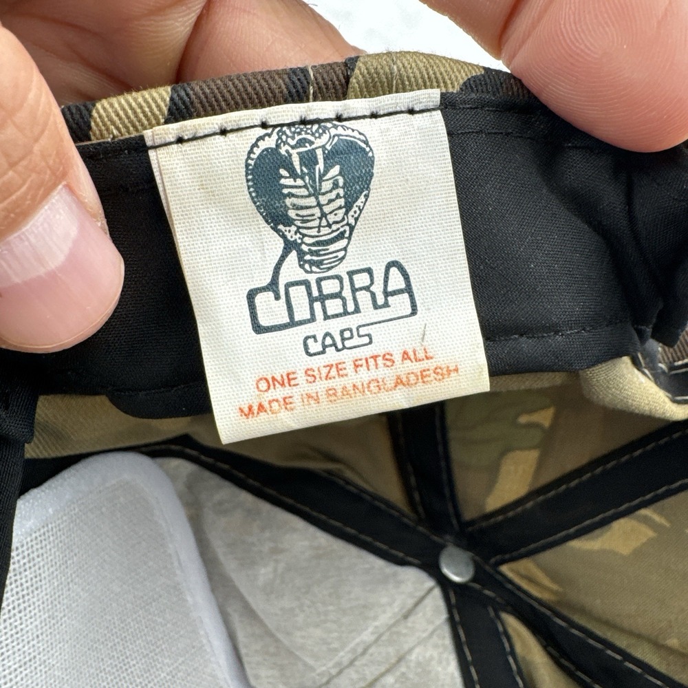 Vintage 90s Cobra Cap Camo Hat Flexcon Industries Rope Snapback Water Well Tanks - Picture 8 of 9